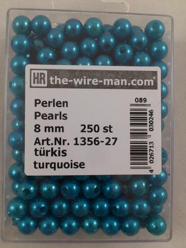 Perles turquoise 8 mm. 250 p.